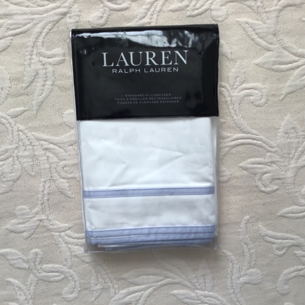 NWT - Ralph Lauren Spencer Border Sateen King Size Pillowcases (set of 2)